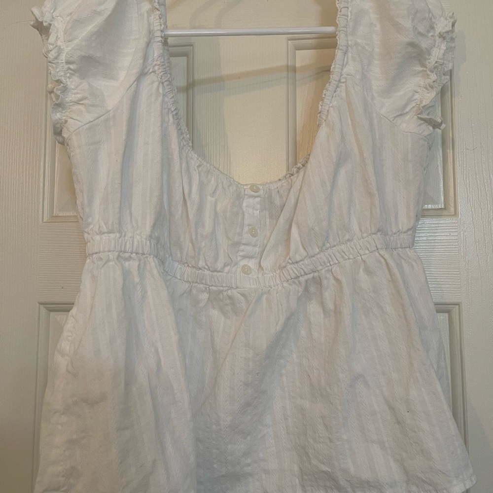 H&M White Ruffled Women's Top